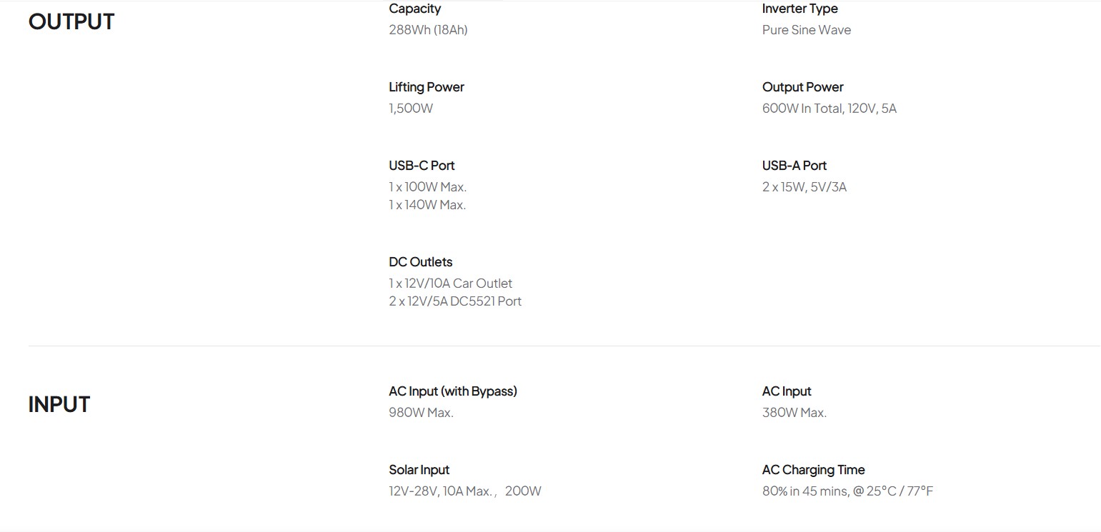 BLUETTI Elite 30 V2 600W inverter çıkış gücü 1500W surge power taşınabilir power station çıkış özellikleri
