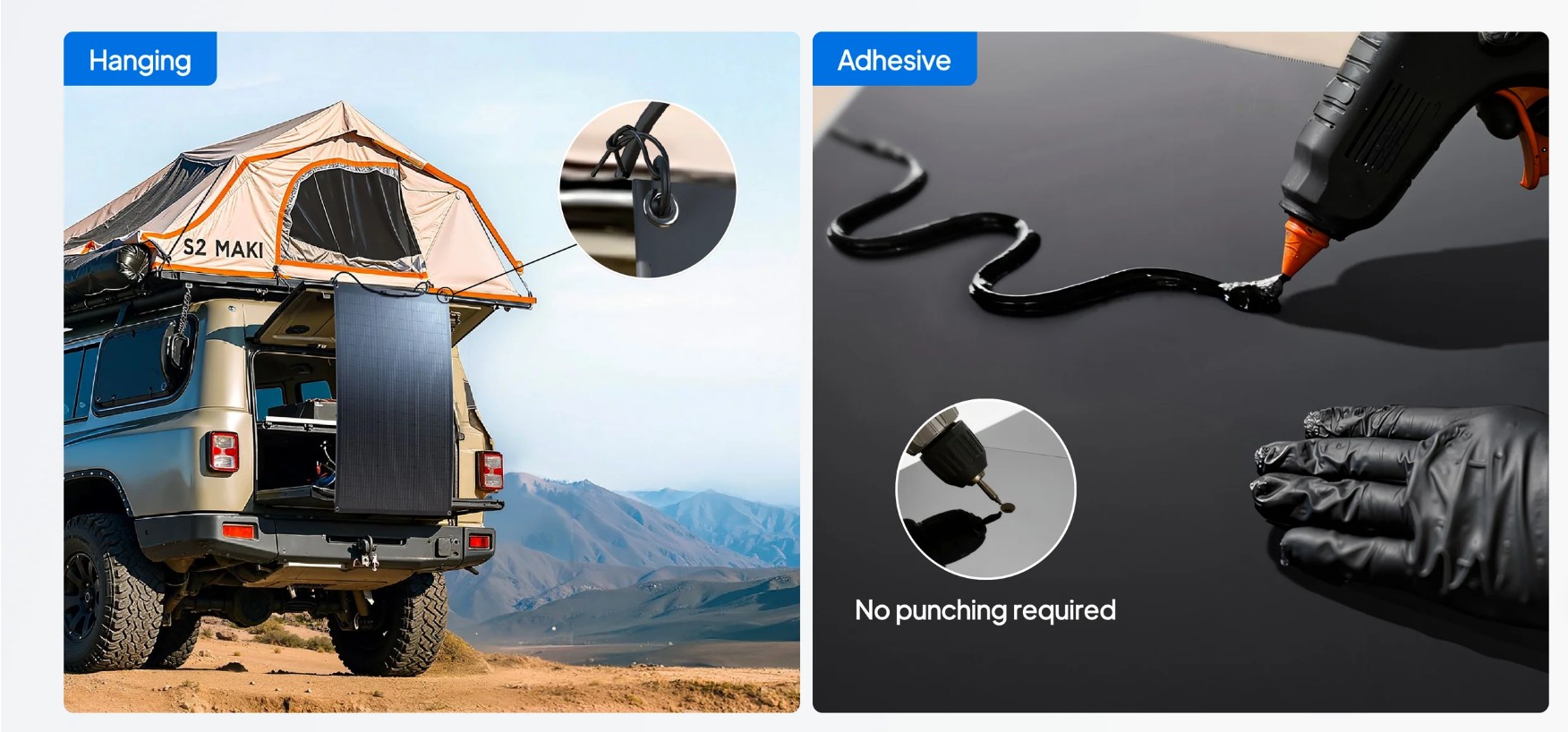 BLUETTI PV100 FX 100W esnek güneş paneli karavan ve kamp sistemleri için kolay kurulum